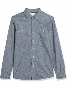 Goodthreads Men's XL Blue Chambray Slim Fit Button-Down Shirt 100% Cotton